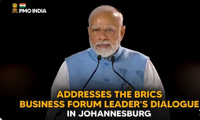 PM Modi addresses the BRICS Business Forum Leader's Dialogue, Johannesburg
